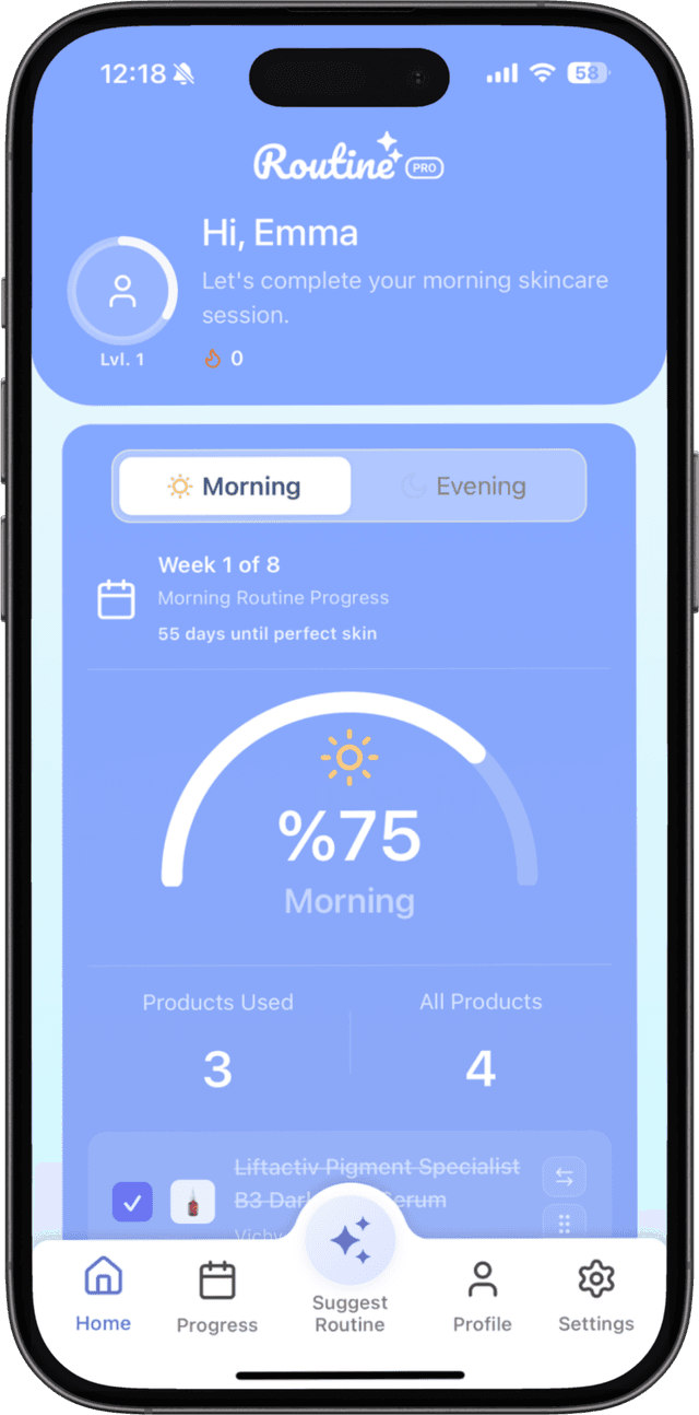 Routine AI morning home dashboard showing morning routine progress